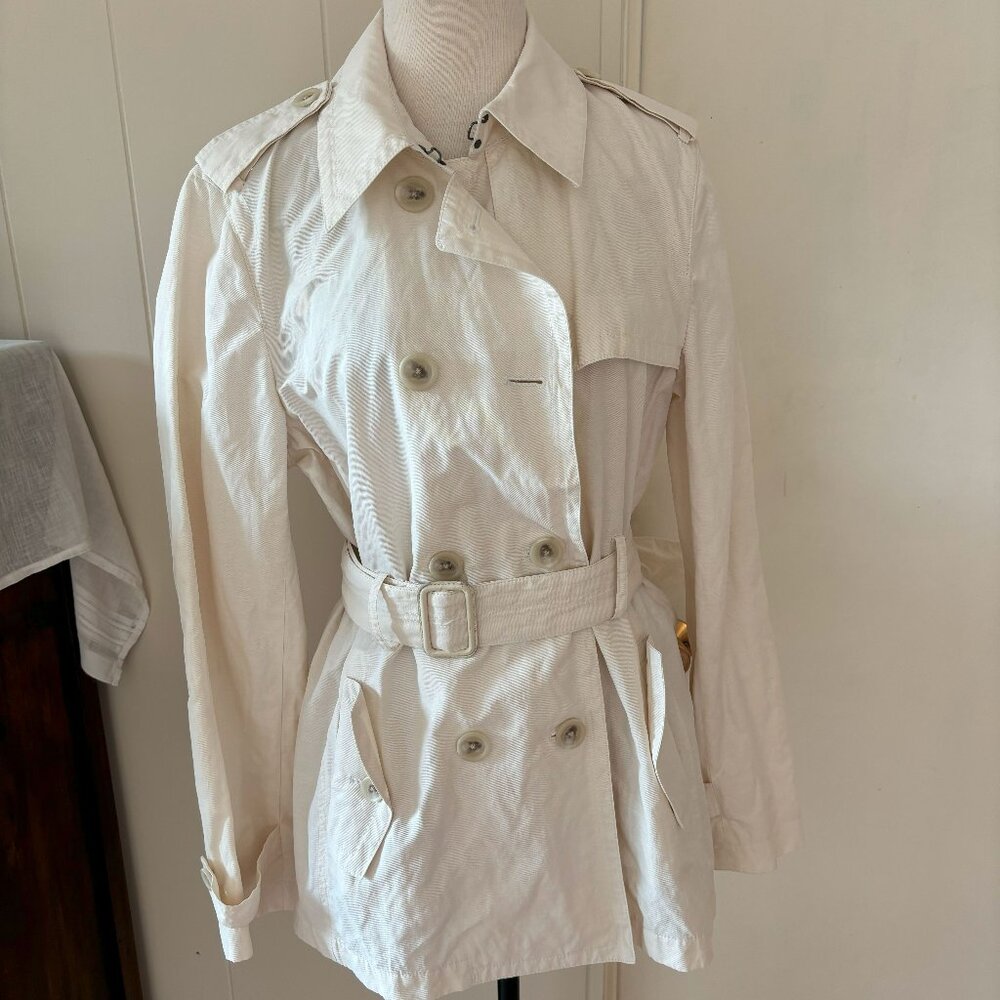 Banana Republic White Crinkle Trench Raincoat - Sz Large